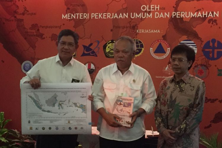 Peluncuran Peta Sumber dan Bahaya Gempa Indonesia 2017 di Auditorium Kementerian PUPR, Senin (4/9/2017).