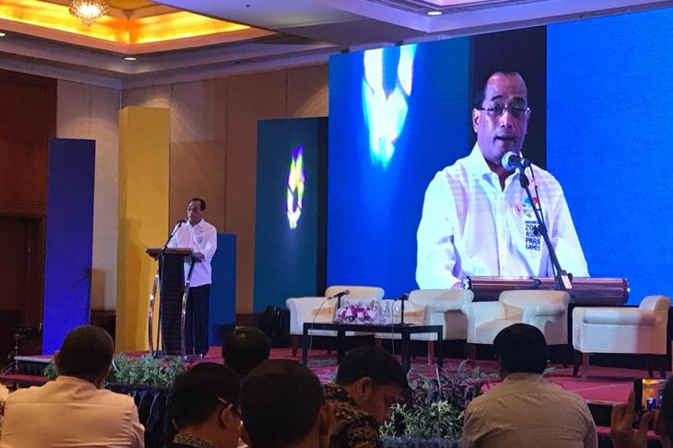 Menteri Perhubungan Budi Karya dalam Forum Perhubungan bertema ?Sudah Cukup Pembiaran Over Dimension and Over Load (Odol)? di Hotel Red Top, Jakarta, Rabu pagi, (3/10/2018).

