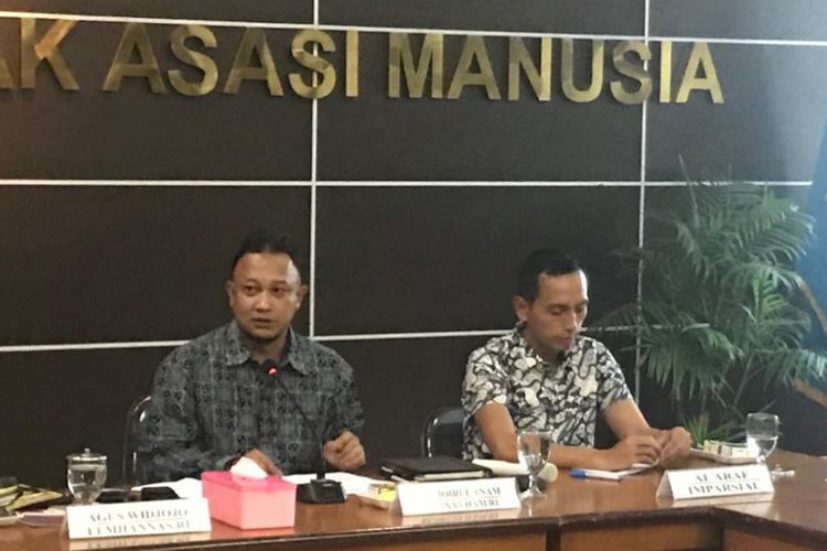 Komisioner Komisi Nasional Hak Asasi Manusia (Komnas HAM) Choirul Anam, saat diskusi bertajuk Quo Vadis Reformasi: Kembalinya Militer dalam Urusan Sipil, di Gedung Komnas HAM, Jakarta Pusat, Jumat (1/3/2019). 