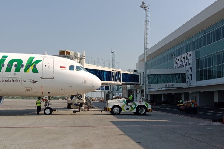 Citilink di terminal baru Bandara Ahmad Yani, Semarang, Kamis (19/7/2018).