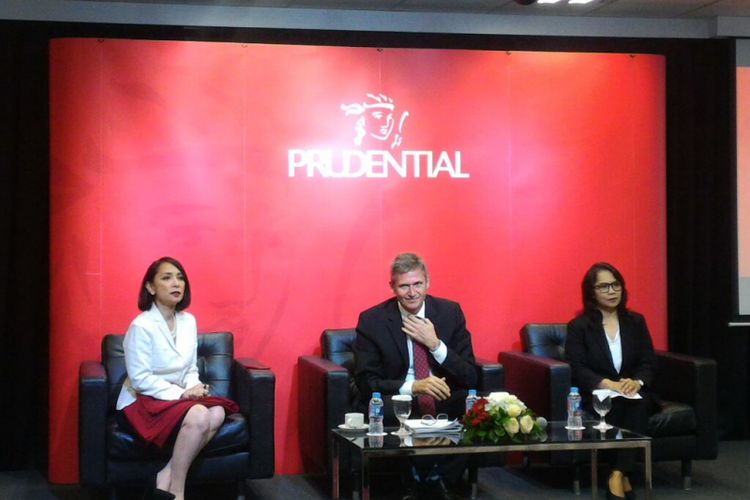 Konferensi pers PT Prudential Life Indonesia di Jakarta, Kamis (5/4/2018).