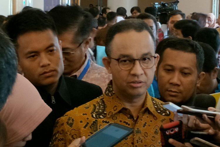 Gubernur DKI Jakarta Anies Baswedan di Hotel Ritz Carlton, Kuningan, Jakarta Selatan, Senin (15/1/2018).