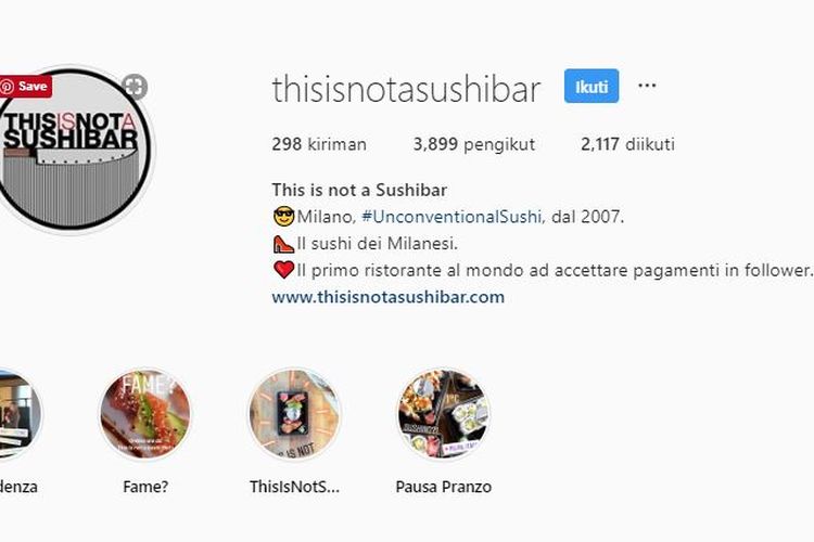 Sebuah restoran Sushi di Milan, Italia, This is not a Sushibar, menerima pembayaran dengan menggunakan followers Instagram, kok bisa?