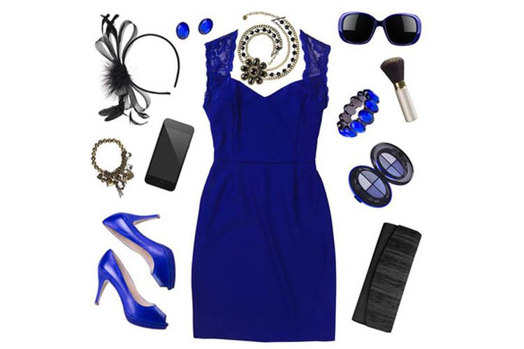 Ilustrasi aksesori/fashion berwarna biru