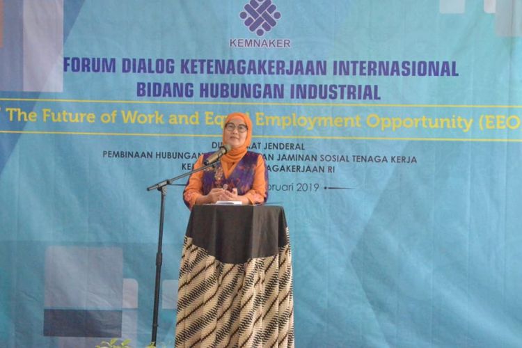 Forum Dialog Ketenagakerjaan Internasional Bidang Hubungan Industrial di Semarang, Jawa Tengah pada 25-27 Februari 2019.