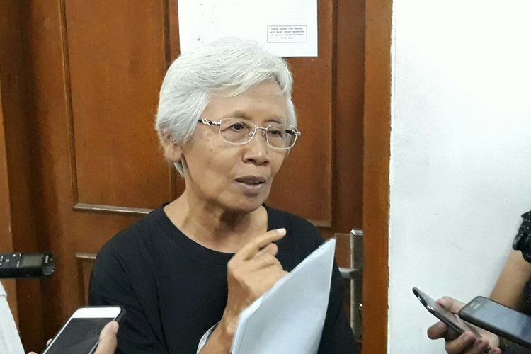Prssidium Jaringan Solidaritas Korban untuk Keadilan (JSKK) Maria Sumarsih di Kantor Kontras, Jakarta, Kamis (19/7/2018).