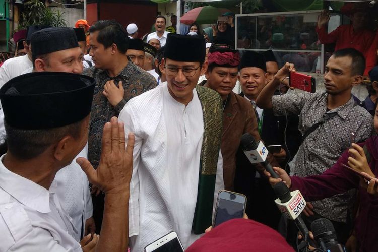 Wakil Gubernur DKI Jakarta Sandiaga Uno di Pesantren Nahdlatul Wathan, Penggilingan, Jakarta Timur, Minggu (10/12/2017).