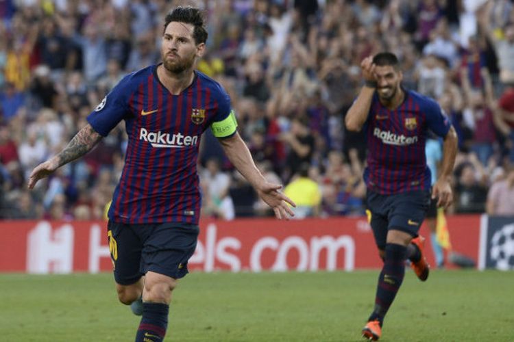 Lionel Messi mencetak hat-trick pada pertandingan Barcelona vs PSV dalam matchday 1 Liga Champions di Camp Nou, 18 September 2018. 