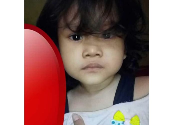 Anisa Suci Ardiwibowo (3) balita yang hilang diculik orang tak dikenal di area Masjid Al-Amin, Bintara, Bekasi Barat, Kota Bekasi, Selasa (9/4/2019).