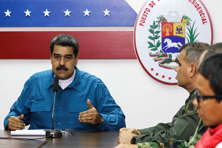 Presiden Venezuela Nicolas Maduro ketika memberikan pengarahan terkait krisis yang terjadi.