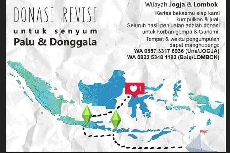 Donasi Revisi galang bantuan untuk Palu dan Donggala dengan mengumpulkan kertas bekas.