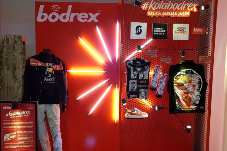 Streetwear custom kolaborasi Bodrex dengan sejumlah pegiat kreatif lokal seperti Urban Sneaker Society, Never Too Lavish dan Stayhoops, Jakarta Sneaker Day (JSD) 2019, Senayan City. 