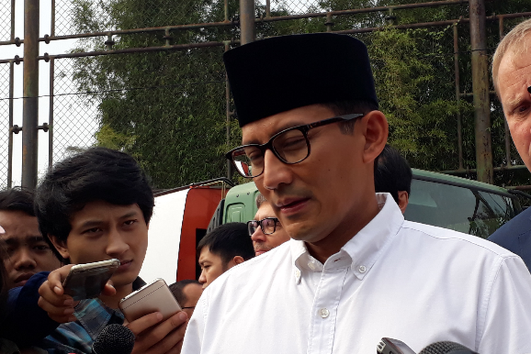 Wakil Ketua Dewan Pembina Partai Gerindra Sandiaga Uno di Sunter, Jakarta Utara, Minggu (20/5/2018).