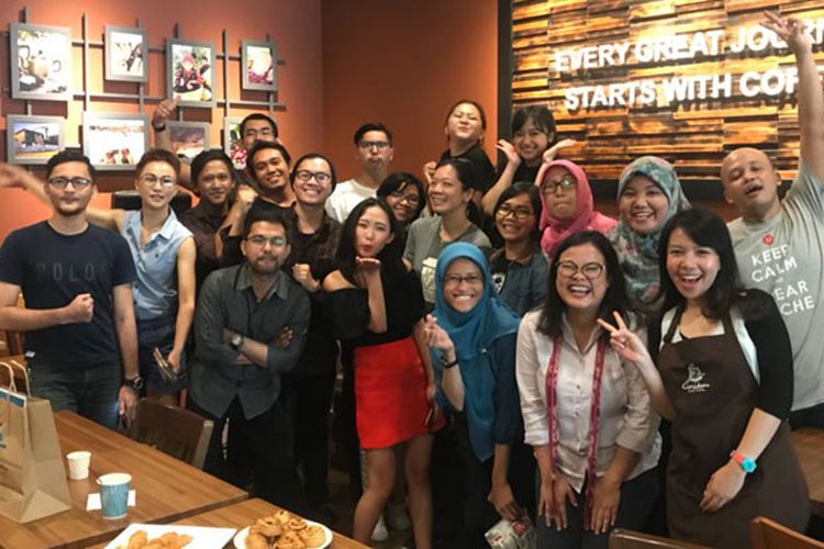 Sebanyak 18 peserta mengikuti kelas kopi bertema Spilling the Beans yang digelar Kompas.com bekerja sama dengan Caribou Coffee di Gedung Sarinah, Jakarta Pusat, Sabtu (7/4/2018).