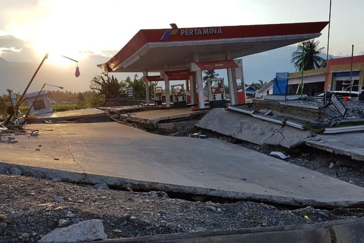 Kerusakan kontur tanah akibat gempa di Palu akhir September 2018.