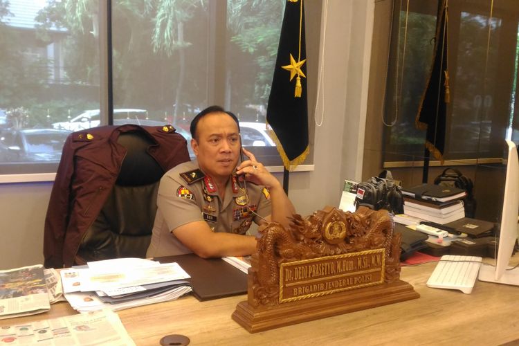 Kepala Biro Penerangan Masyarakat Humas Brigjen (pol) Dedi Prasetyo di Gedung Humas Mabes Polri, Jakarta, Senin (11/3/2019). 