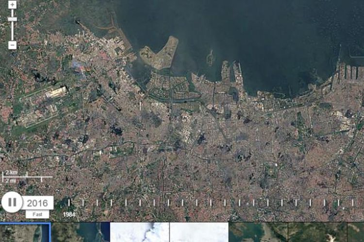 Foto satelit Jakarta dilihat dengan Google Earth.