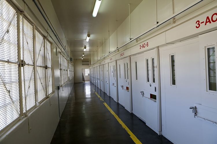 Deretan sel terpidana mati di Penjara San Quentin, California, AS.