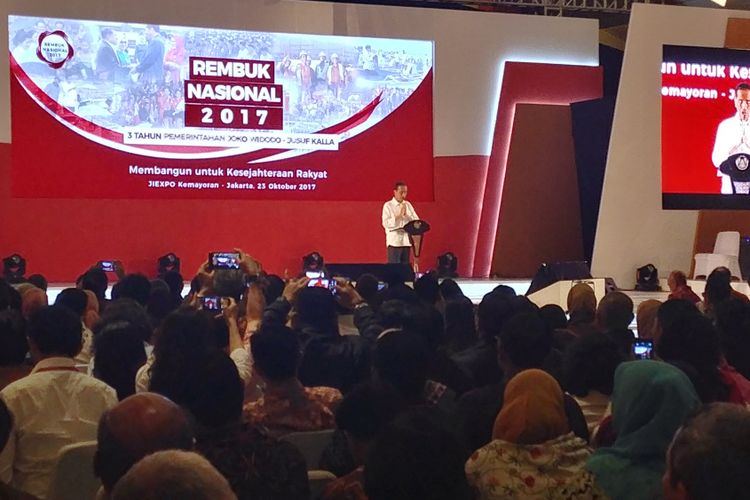 Presiden Jokowi membuka Rembuk Nasional 2017 di JIExpo Kemayoran, Jakarta, Senin (23/10/2017).