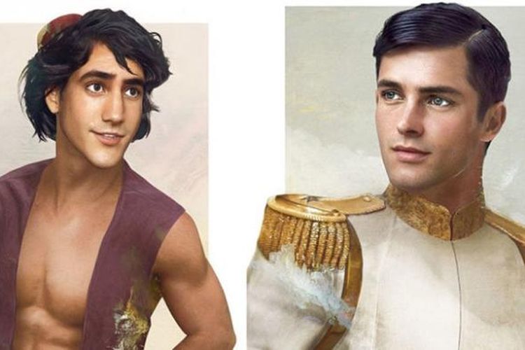 Jirka Väätäinen menggunakan imajinasinya untuk membayangkan rupa para pangeran Disney. seperti Aladdin (kiri) dan Prince Charming (kanan) dari cerita Cinderella.