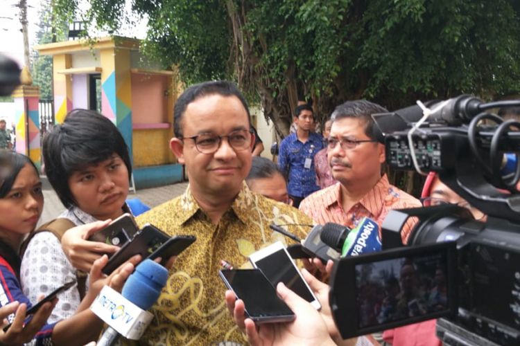 Gubernur DKI Jakarta Anies Baswedan di GOR Pasar Minggu, Jakarta Selatan, Jumat (22/2/2019).