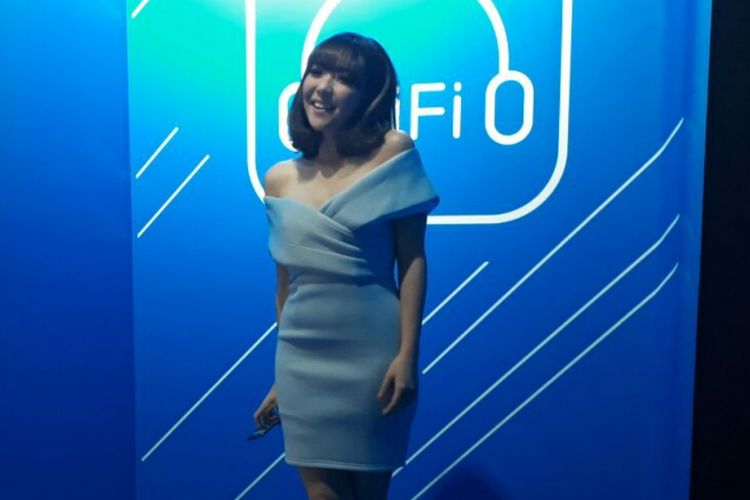 Gisella Anastasia ketika menghadiri peluncuran Vivo V7+ di JIExpo Kemayoran, Jakarta Pusat, Kamis (28/9/2017) malam.
