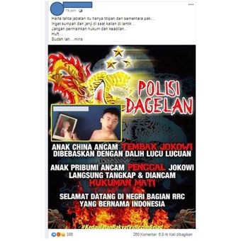 Tangkapan layar di media sosial Facebook tentang video ancaman Jokowi