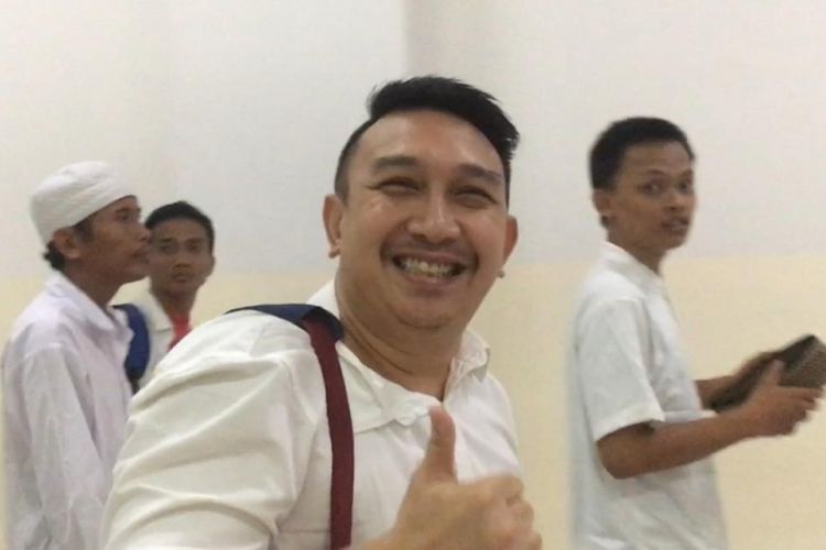 Artis peran dan presenter Augie Fantinus saat ditemui di Pengadilan Negeri Jakarta Pusat, kawasan Gunung Sahari, Kemayoran, Senin (4/3/2019).