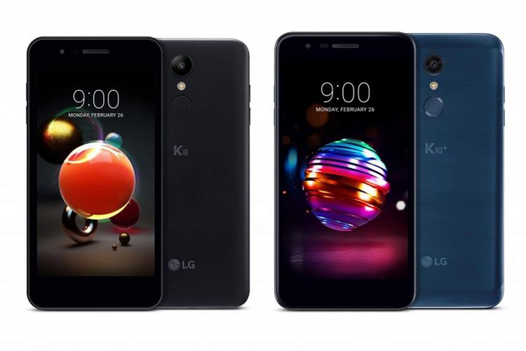 Smartphone mid-range LG K8 (kiri) dan K10 Plus (kanan)