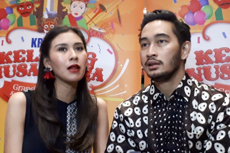 Pasangan selebritas Syahnaz Sadiqah dan Jeje Govinda saat ditemui di Kota Tua Jakarta Pusat, Senin (14/5/2018).