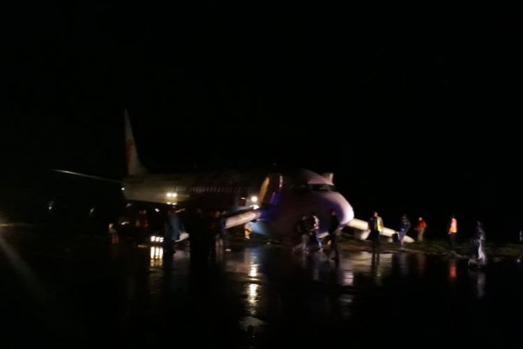 Kondisi pesawat Lion Air yang tergelincir di Bandara Jalaluddin Tantu Gorontalo