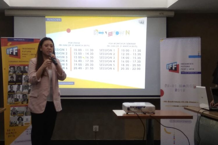 Managing Director IFF 2019 Astrid Reiza dalam konferensi pers Indonesia Future Festival 2019 di Jakarta, Jumat (22/3/2019)