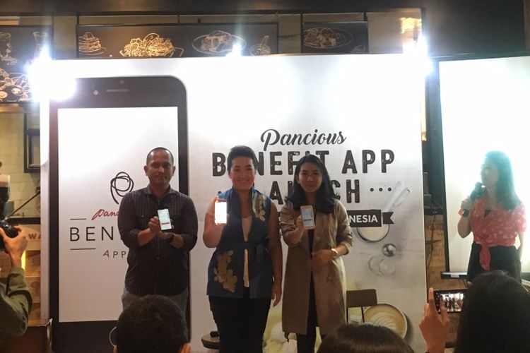 Launching aplikasi Pancious Benefit App di gerao Pancious Grand Indonesia, Jakarta, Senin (14/5/2018).