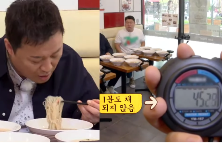 Jeong Joon Ha habiskan lima mangkuk mie hanya dalam 48 detik