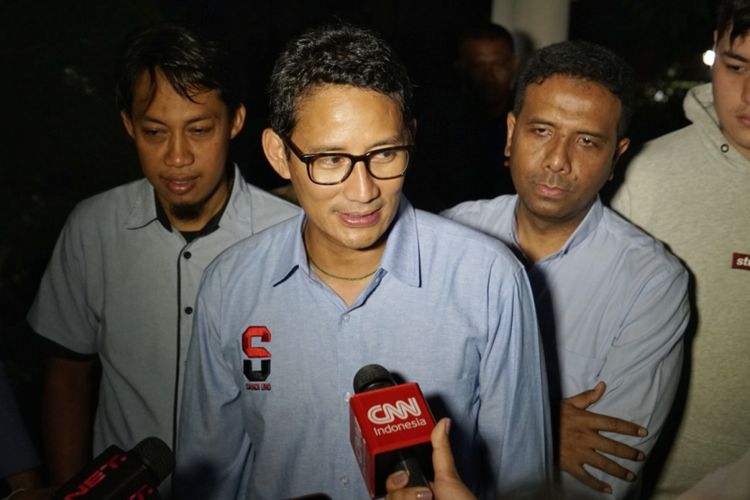 Calon wakil presiden nomor urut 02 Sandiaga Uno saat ditemui di kawasan Kalibata, Jakarta Selatan, Jumat (8/2/2019).