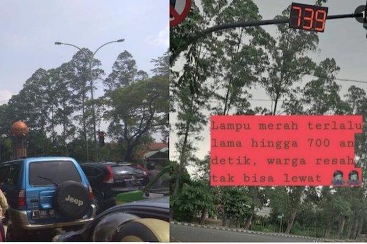 Traffic light di Cikokol, Tangerang, terlihat menunjukkan waktu hingga 739 detik dan menjadi viral di media sosial.