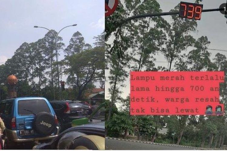 Traffic light di Cikokol, Tangerang, terlihat menunjukkan waktu hingga 739 detik dan menjadi viral di media sosial. 