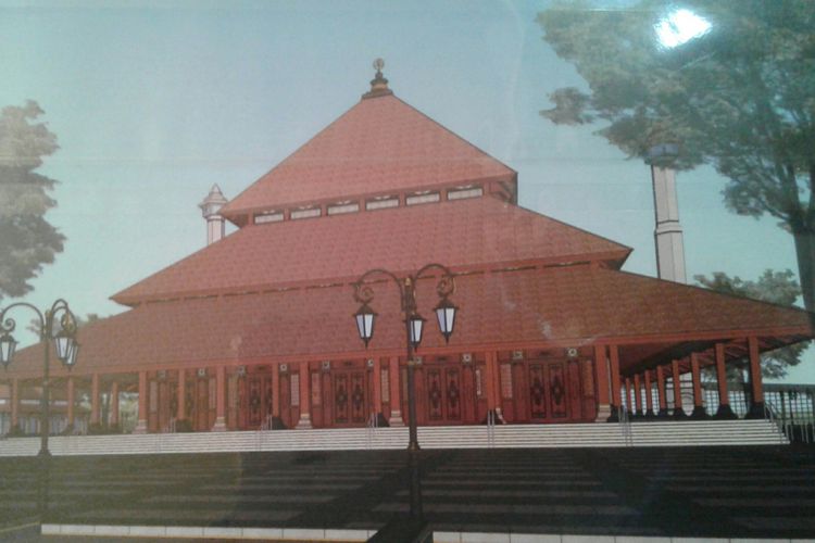 Desain Masjid Taman Sriwedari Surakarta (MTSS) yang akan dibangun di lahan bekas THR Sriwedari Solo, Jawa Tengah, Jumat (2/2/2018).