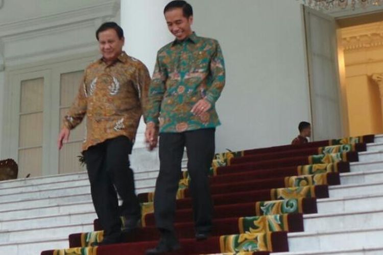 Presiden Joko Widodo bersama Ketua Umum Partai Gerindra Prabowo Subianto di Istana Bogor, Kamis (29/1/2015)