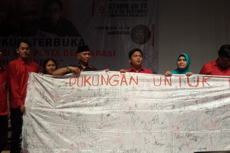 Ketua KPK Agus Rahardjo saat menghadiri Diskusi Terbuka Korupsi dan Pesta Demokrasi di Indonesia di Universitas Brawijaya, Kota Malang, Jumat (4/5/2018)