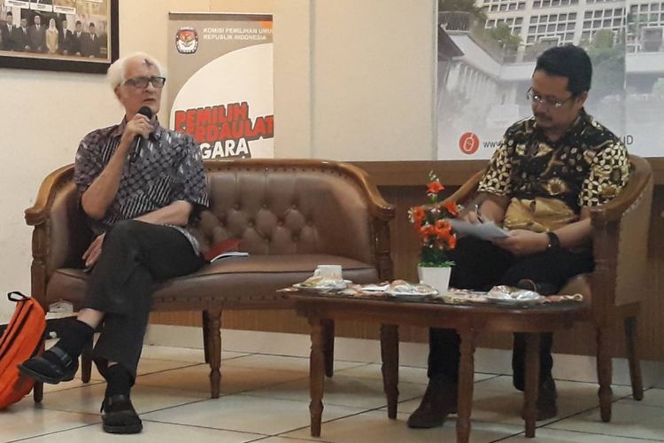 Diskusi Tantangan Mewujudkan Pemilu Damai di kantor KPU, Menteng, Jakarta Pusat, Rabu (6/3/2019)