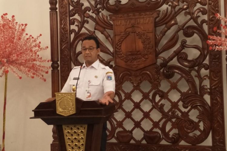 Gubernur DKI Jakarta Anies Baswedan di Balai Kota DKI Jakarta, Jalan Medan Merdeka Selatan, Rabu (9/1/2019).