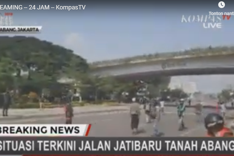 Kerusuhan terjadi di Jatibaru, Tanah Abang, Jakarta Pusat, Rabu (22/5/2019). 