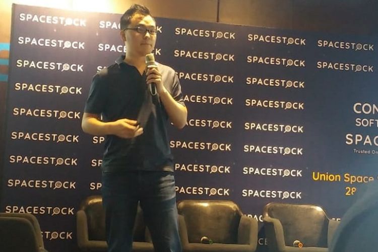 CEO SpaceStock.com Leonard Hartono dalam paparannya di Jakarta, Kamis (28/2/2019).