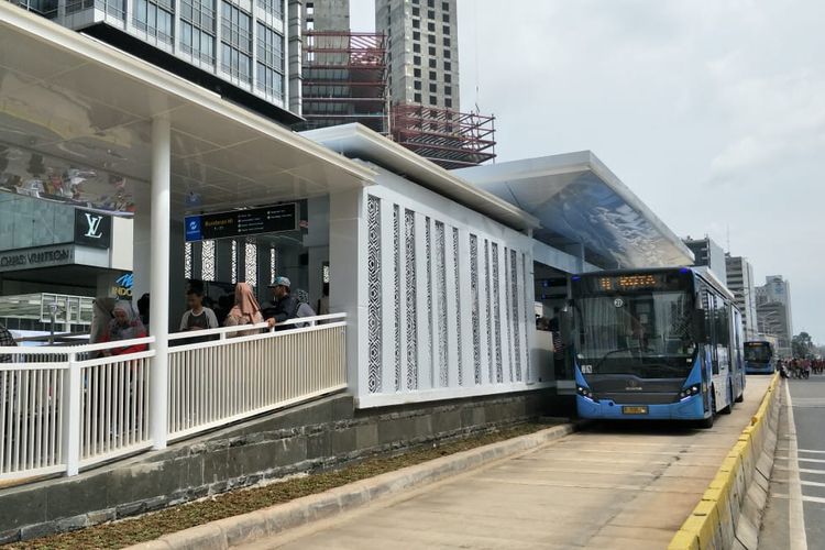 Halte Transjakarta Bundaran HI kembali beroperasi mulai hari ini, Minggu (24/3/2019). 