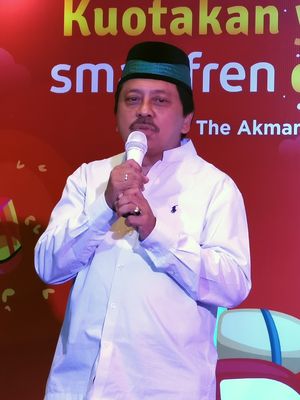 Presiden Direktur PT Smartfren Telecom Tbk Merza Fachys dalam acara buka puasa bersama di Jakarta, Selasa (21/5/2019).