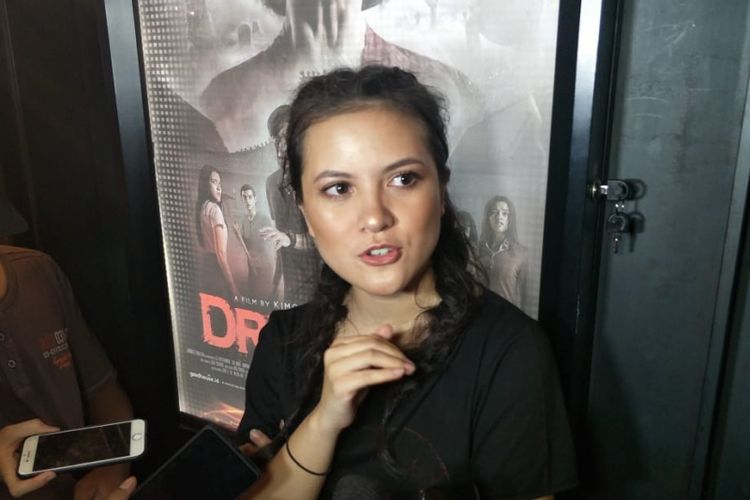 Marsha Aruan dalam jumpa pers peluncuran poster dan trailer film Dreadout di CGV Grand Indonesia, Thamrin, Jakarta Pusat, Jumat (30/11/2018).
