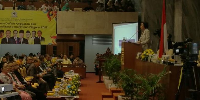 Menteri Keuangan Sri Mulyani di Gedung DPR RI, Jakarta, Senin (20/2/2017)