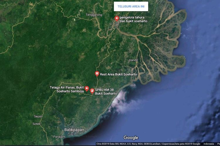Kawasan Bukit Soeharto jika menelusuri melalui Google Maps