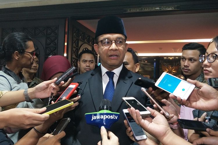 Gubernur DKI Jakarta Anies Baswedan di Gedung DPRD DKI Jakarta, Jalan Kebon Sirih, Jakarta Pusat, Kamis (19/9/2019).